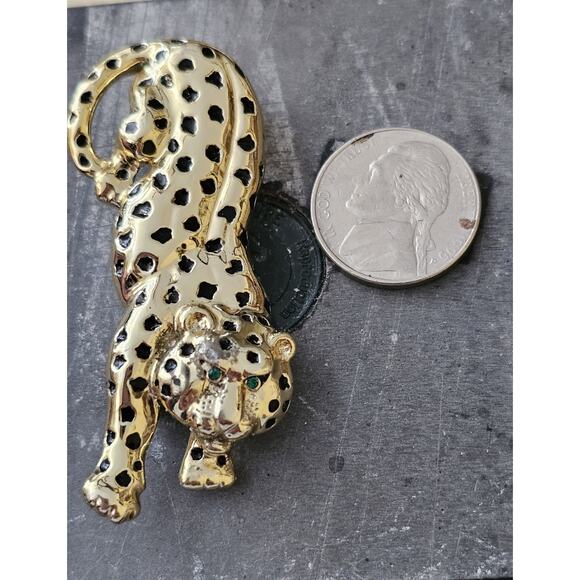 Vintage Cheetah Leopard Danecraft Brooch Vintage Pin Big Cat - Picture 4 of 6